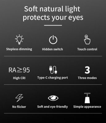 メタルABSシェードタッチ充電 スマートテーブルランプ 暗化と大気照明
