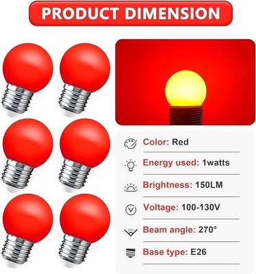 LED G45 グローブ クリスマスライト 1W カラーナイト ミニエディソン E26 15W 相当赤電球