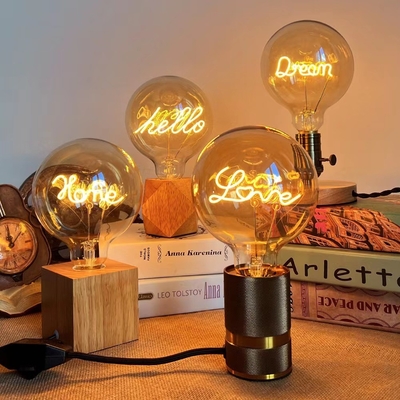 LEDファイラメント電球ベース 4W ガラス 透明 アンバー G80/95 シリーズ 暗くなる ハローラブレター