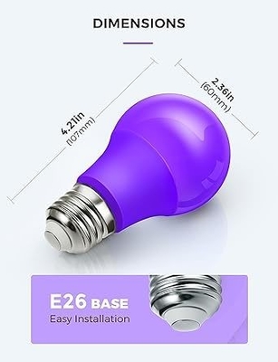 15000時間 ライフタイム パープル LED ランプ A19 9W 家やパーティーの装飾用
