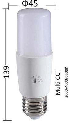 プラスチックの8W12Wランプ照明 T型電球 3CCT 3000K/4500K/6000K 36000時間 寿命