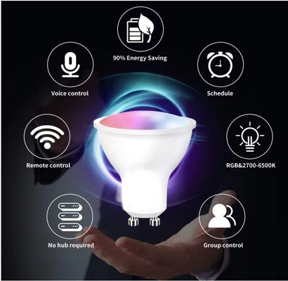 暗調可能なGU10/MR16 スマート Wifi 音声制御 LEDスポットライト 30000 時間 作業時間