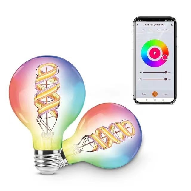 ワイヤレスBluetooth TUYA APP制御 LED電球 色の変化と光の暗さ